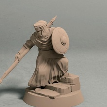 night cult follower spear shield pose 3 miniature toys & games ancient dragons dungeons fantasy rpg soldier sword wargaming tabletop d&d ttrpg 3d print model - Mito3D