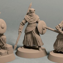 night cult followers spear shield pack 3 miniatures toys & games ancient dragons dungeons fantasy rpg soldier wargaming miniature tabletop ttrpg legendbuilds 3d print model - Mito3D