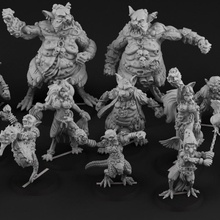 nurgoblin complete team toys & games bowl creature fantasy football game goblin miniatures model warhammer blood 28mm bundle 32mm nurgle hordes gw mutation 3d print model - Mito3D