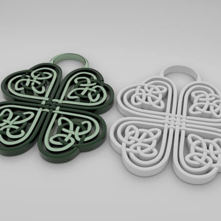 lucky charm & garden pendant decoration green celtic knot clover irish holiday celticknot luck st luckycharm 4leaf fourleafclover 4leafclover holidaydecoration stpatricks patrick's luckyclover saintpatricks 3D print model - Mito3D