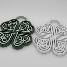 sorte charme jardim pingente decoração verde céltico nó trevo irlandês feriado Celta st amuleto 4leaf folhas 4leafclover férias Stpatricks patrick's Sorte Saintpatricks 3d print model - Mito3D