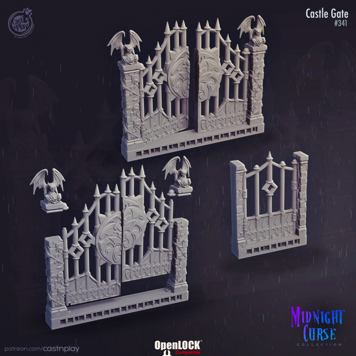 castle gate pre-supported toys & games door props cursed mansion gates curse castnplay midnight presupported mannor 3D print model - Mito3D