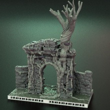overgrown entrance openlock compatable toys & games building tree wall ruins toots 3d print model - Mito3D