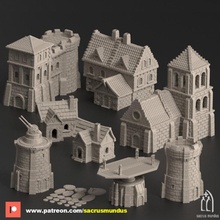 calamurris medieval world 3d printing designs bundle scifi ruins terrain scenery wargames toys & games building human oval star temple tower warhammer cannon wars castle fort town legion platform d&d bases tavern 3d print model - Mito3D