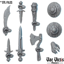modular hands toys & games axe fantasy rpg shield sword weapons dagger mace tabletop dnd bits 3d print model - Mito3D