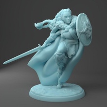 hild doncella escudo juguetes juegos hembra combatiente proteger vikingo guerrero mujer paladín d dnd clérigo 3d print model - Mito3D