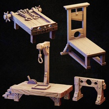 torture execution environment toys & games rpg rack miniature tabletop guillotine gallows pillory 3d print model - Mito3D