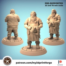 innkeeper 32mm 75mm scale pre-supported toys & games 3d stl beer figurine human man printing miniature sculpt 28mm dnd fat tavern inn presupported 3d print model - Mito3D