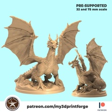 ancient dragon 32mm 75mm scale pre-supported toys & games creature monster wings elder 28mm presupported 3d print model - Mito3D