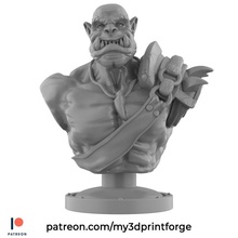 orc bust fdm pre-supported resin 75mm tabletop man ork painting warcraft wow compatible presupported 3d print model - Mito3D