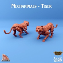 mechanimals - tiger toys & games animal cat dragons dungeons fantasy golem machine mechanical robot technology tech wizard magic companion steampunk guardian mage scifi mech robo roleplaying magical minis cats spell d&d 28mm dnd 35mm 3d print model - Mito3D