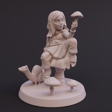 female halfling druid - tabletop miniature dnd toys & games dragons dungeons fantasy woman character companion mushroom 28mm adventurer traveler fynngb gro e-bley 3d print model - Mito3D