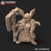 dwarf female long braid hero toys & games axe dragon dungeons great warhammer wargmaing 3d print model - Mito3D