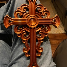 cross curves fancy crucifix copper ornate 3d print model - Mito3D