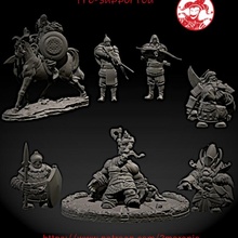 dwarfs humans diorama bundle 3 toys & games stl board collection dragons dungeons game miniatures rpg warhammer 3dprinting tabletop minis d&d fanatasy pre-supported 3d print model - Mito3D