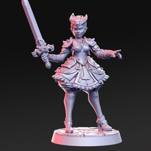 destino hembra guerrero 32mm dnd juguetes juegos rpg espada rn estudio 3d print model - Mito3D