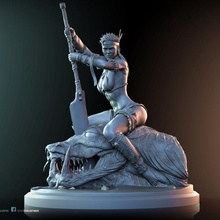 ishka - october 2019 patreon release store barbarian creature epic fantasy female monster scale sexy spear sword warrior weapon woman large nsfw d&d dnd statuette 10th sfw 3d print model - Mito3D