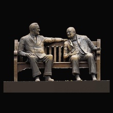 churchill roosevelt allies sculpture scan london bench 3dprintable 3d print model - Mito3D