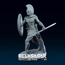 spartano guerriero passeggio giocattoli Giochi armatura arte fantasia filamento miniature realistico scultura scudo lancia statua antico resina mantello 3d print model - Mito3D