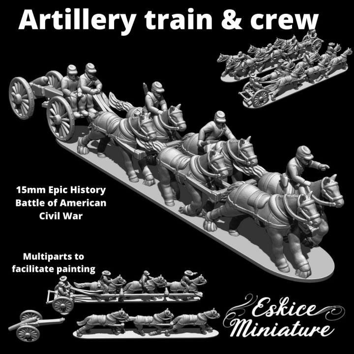 canoni treni pistole epico storia battaglia americano civile guerra 15mm scala giocattoli Giochi figurina pistola treno canone miniatura 3D print model - Mito3D