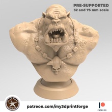 ogre bust 75mm pre-supported resin fdm toys & games big model orc sculpture painting miniature sculpt hollow 3d print model - Mito3D