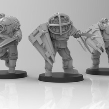 lunar auxilia bruisers - presupported toys & games big space evil suit lunar 28mm shields daddy ogres presupported auxilia renegades