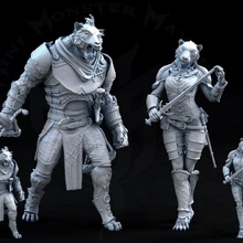 cat kin male female 30-40mm scale toys & games animal fantasy gaming pirate rpg tiger tabletop dnd folk feline humanoid homebrew tabaxi 3d print model - Mito3D