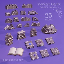 books piles & rows toys & games decoration environment fantasy furniture set terrain books props boardgame tabletop library d&d dnd bundle scenery pnp scatter spells assets presupported 3d print model - Mito3D