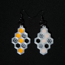 honeycomb earrings 3d gift jewellery simple woman jewelry bee printed beehive beekeeping 3d print model - Mito3D