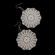 mandala earrings 1 flower cute geometric gift jewellery simple woman circle 3dprint jewelry lace floral girly symmetry doily 3d print model - Mito3D