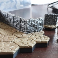 wdhex taş duvarlar köşeler düzensiz zemin masaüstü altıgenler zindanlar masa üstü 3d print model - Mito3D