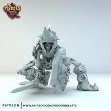 esqueleto Guerreiro agachado brinquedos jogos ossos dragões masmorras morto dnd 3d print model - Mito3D