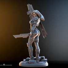 claudia- april 2020 patreon release store assault bust female gun mini sci-fi science sexy statue sword woman blade rifle fallout post scifi fiction apocalypse nsfw 10th 14th post-apocalyptic sci fi apocalyptic sfw 3d print model - Mito3D