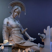 Katsumi 2020 Patreon serbest bırakmak mağaza iblis büst kadın Japonca mini ölçek seksi heykel savaşçı Kadın avcı samuray 10th 14th geyşa 3d print model - Mito3D