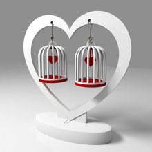 heart cage earrings pendant cute decoration gift love surprise valentine's lovely vday v-day 3d print model - Mito3D