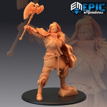 giantess triumphant female armored warrior lady giant knight axe fantasy medieval monster rpg warhammer enemy tabletop dungeon dnd pathfinder npc 3d print model - Mito3D