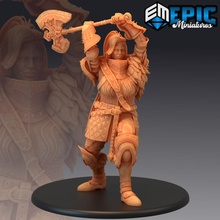 giantess attacking female armored warrior lady giant knight axe fantasy medieval monster rpg warhammer enemy tabletop dungeon dnd pathfinder npc 3d print model - Mito3D