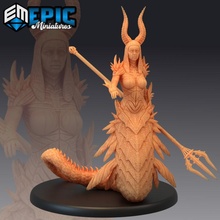 volkanik semender kadın canavar lav yılan şeytan fantezi Ortaçağa ait rpg Warhammer trident düşman masaüstü zindan dnd yol bulucu npc 3d print model - Mito3D