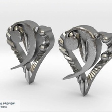 'music heart' earrings jewellery bass music musician 3d print model - Mito3D