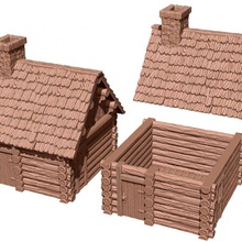 russian log house 2 models - wargame 28mm toys & games figurine miniature scenery eskice napoleonic 3d print model - Mito3D