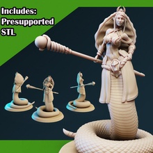 méduse mystique pose 4 jouets Jeux stl créature fantaisie femelle fille Humain monstre femme mage serpent roulette épeler escaladé dnd tissu gorgone posé 3d print model - Mito3D