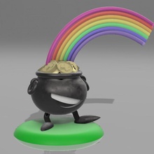 st patrick's day pot gold & garden rainbow 3d print model - Mito3D
