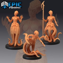 octomaid set octopus mermaid underwater encounter water monster collection toys & games fantasy female medieval rpg warhammer enemy tabletop dungeon dnd pathfinder npc 3d print model - Mito3D