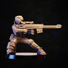 cyberpunk atirador elite brinquedos jogos fêmea menina rpg sci fi miniatura rifle tampo mesa 3d print model - Mito3D