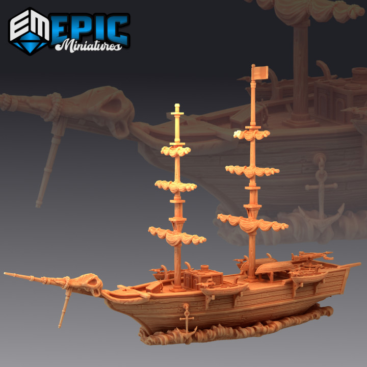whaling ship huntress sailing fishing boat toys & games fantasy medieval ocean rpg sea warhammer water whale enemy tabletop dungeon dnd pathfinder npc 3D print model - Mito3D