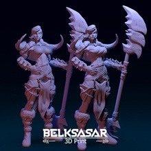 barbarian girl 2 variants toys & games armor battle board fantasy female knight realistic warrior woman horns boardgames 28mm 32mm straps xe 55mm detailes 3d print model - Mito3D