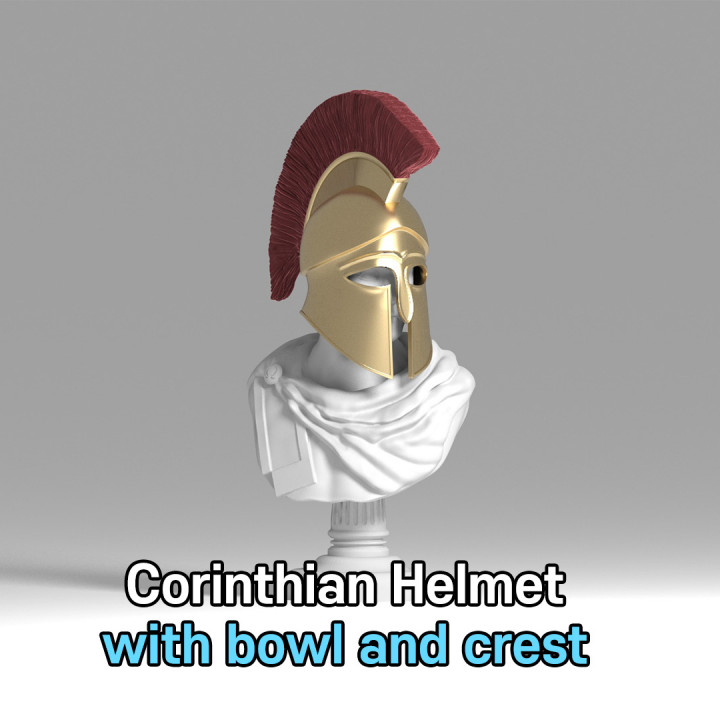 corinthian helmet bowl crest education ancient decoration greek warrior sparta athen plume 3D print model - Mito3D
