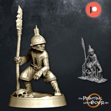 goblin spearman - presupported version toys & games candle fantasy fighter rpg spear warhammer warrior miniature lotr tabletop dnd kobold greenskin savage gobbo pre-supported tunneler 3d print model - Mito3D