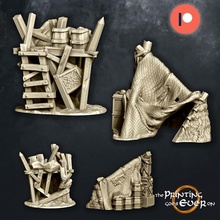 goblin terrain set - supportless toys & games architecture fdm prop structure tower wargaming construction tent watchtower cloth skirmish scatter kobold rug scaffolding gobbo crude 3d print model - Mito3D