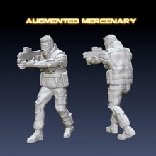 aumentado mercenário jogos guerra personagem miniatura scifi tampo mesa cyberpunk 35mm 3d print model - Mito3D